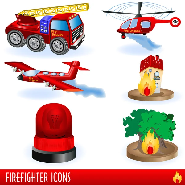Icônes pompiers — Image vectorielle