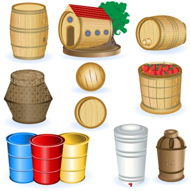 A collection of color barrel icons - vector illustration clipart