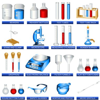 A collection of laboratory tools - vector illustration.