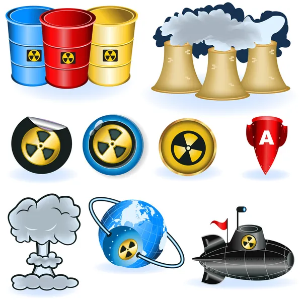 Icone nucleari — Vettoriale Stock
