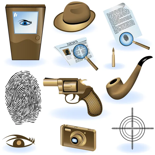 Collection Private Detective Icons Vector Illustration — Stock Vector