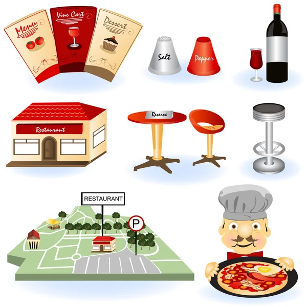 Iconos del restaurante — Vector de stock