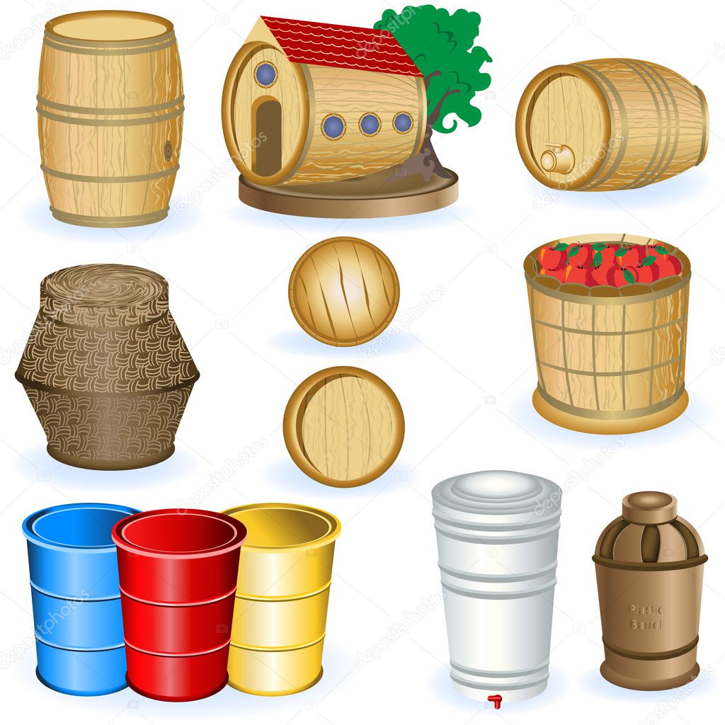 A collection of color barrel icons - vector illustration