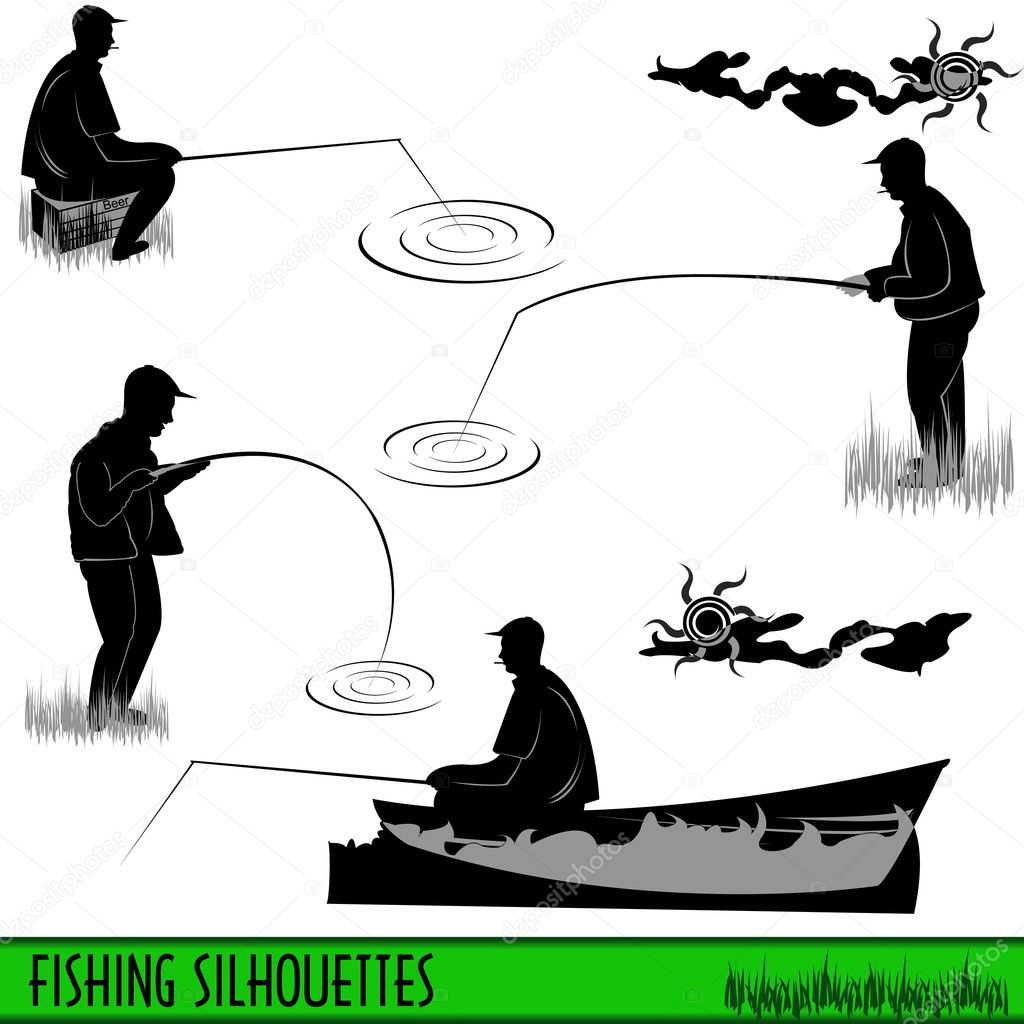 Download Fishing silhouettes — Stock Vector © Stiven #4700095