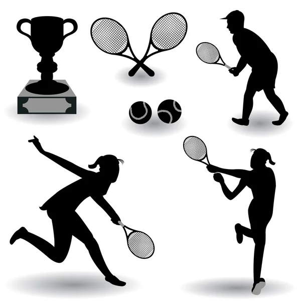 Tennis silhouetten — Stockvector