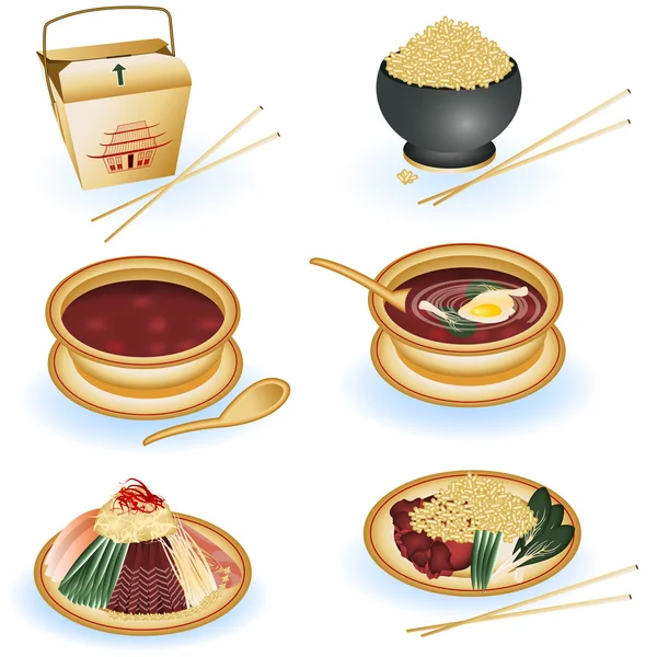 Çin yemeği koleksiyonu — Stok Vektör