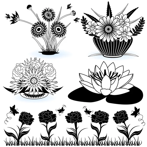 3 の花のコレクション — ストックベクタ