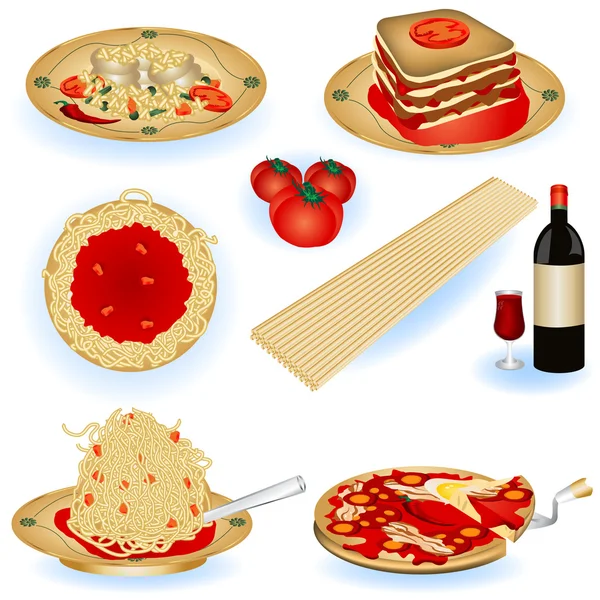 Ιταλικό φαγητό εικονογραφήσεις — Διανυσματικό Αρχείο
