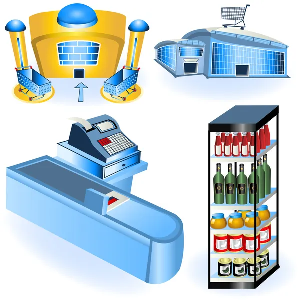 Supermarkt icons 2 — Stockvector
