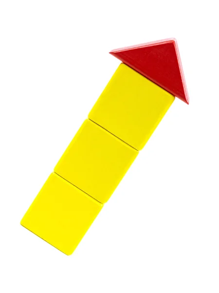 矢印の形のおもちゃブロック — ストック写真