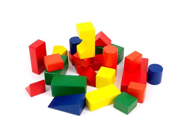 Blok Mainan Kayu Terisolasi Dengan Latar Belakang Putih — Stok Foto