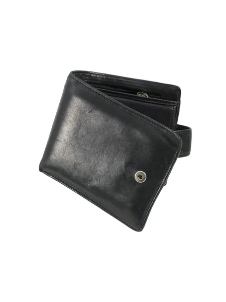 白い背景に対して隔離された落下黒の財布 — ストック写真