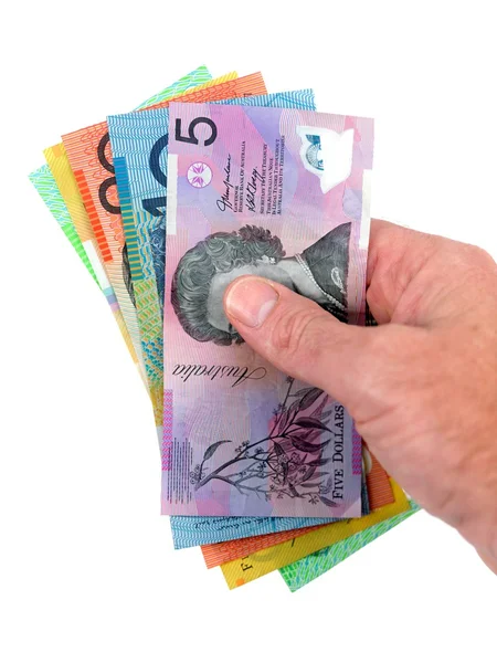 Австралийская Валюта Изолирована Белом Фоне — стоковое фото