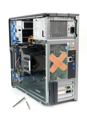 The inner hardware system of a desktop computer clipart