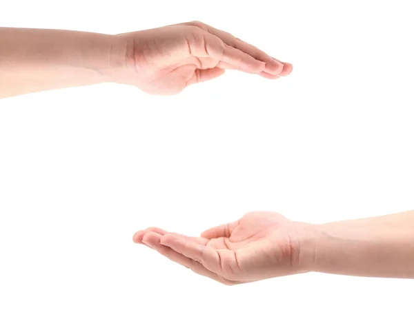 Vrouwelijke Handen Geïsoleerd Tegen Een Witte Achtergrond — Stockfoto