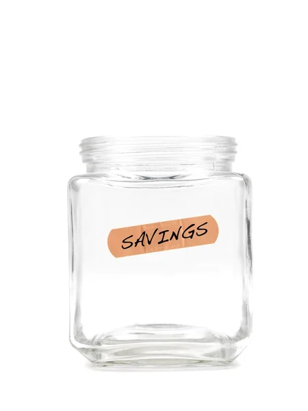 Empty Money Jars Saving Isolated White Background — Stock Photo, Image