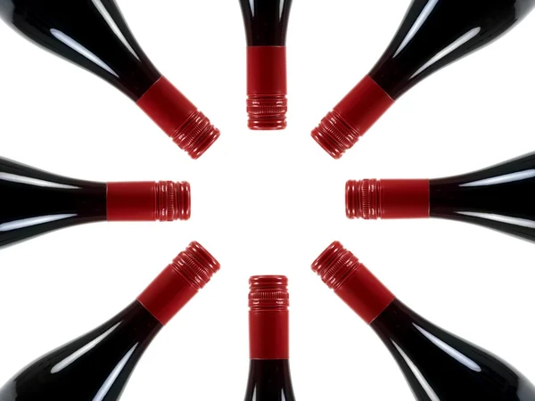 Bouteilles Vin Rouge Isolées Sur Fond Blanc — Photo