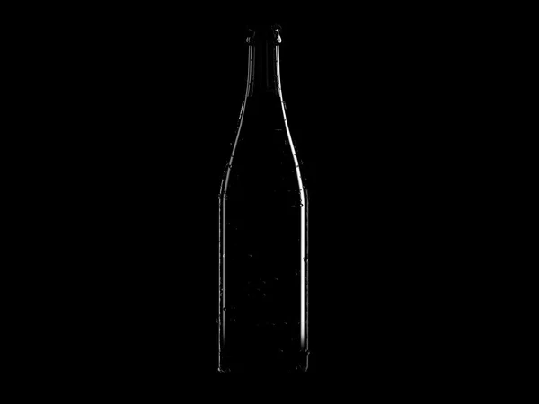 Botella de vidrio sobre un fondo negro — Foto de Stock