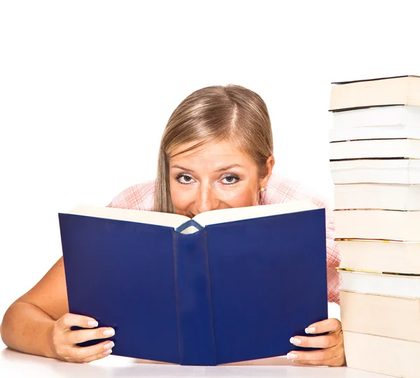 Young adult caucasian woman with books Royalty Free Stock Photos