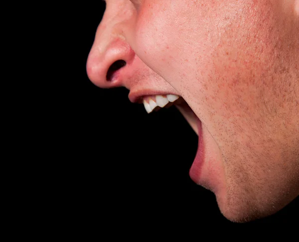 Urlando donna bocca primo piano — Foto Stock