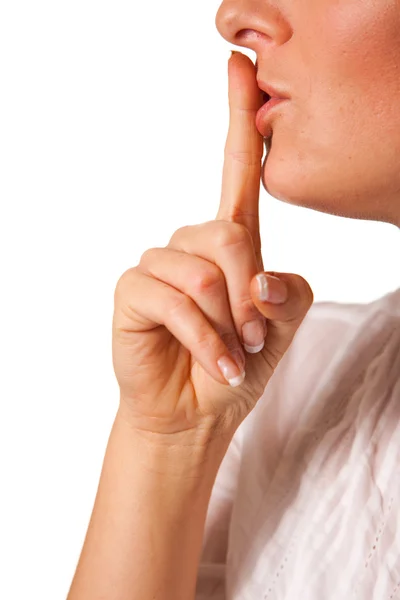 Yelling woman mouth closeup — Stock Photo, Image
