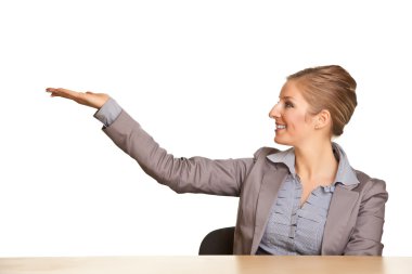 iş kadını kıyafetli el işaret