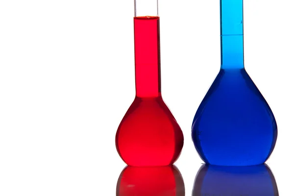 Labolatory Glassware Colorful Fluids Isolated White — Stock Photo, Image