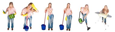 Housewife in different poses clipart