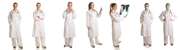 Isolated Woman Medical Doctor Different Poses — Stock Photo, Image
