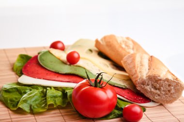 Different sandwiches with vegetables and cheese isolated clipart