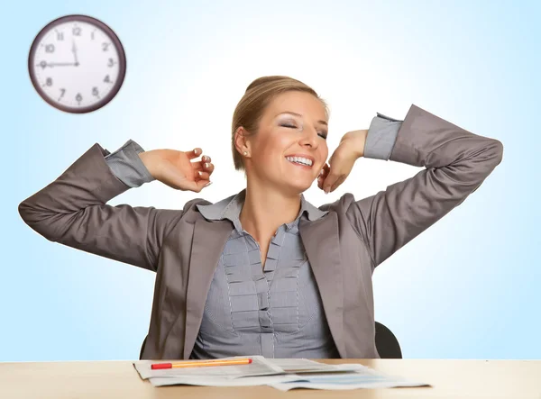 Bored businesswoman in office — Stock Photo, Image