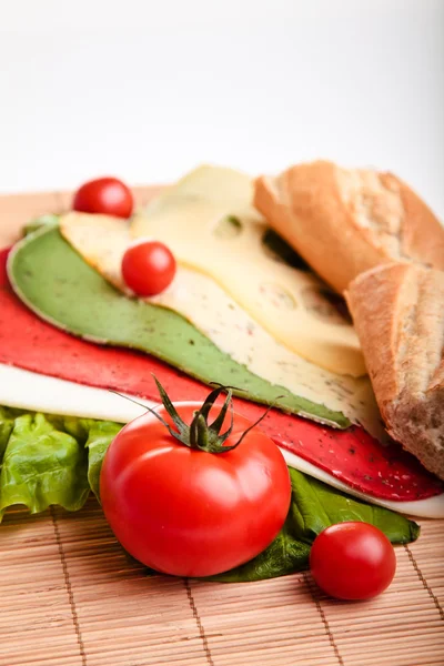 stock image Different sandwiches with vegetables and cheese isolated