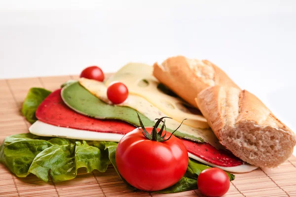 stock image Different sandwiches with vegetables and cheese isolated