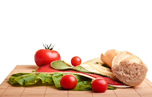 stock image Different sandwiches with vegetables and cheese isolated