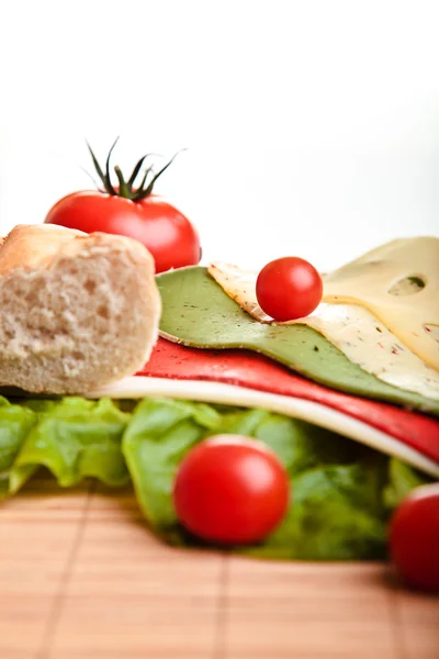 Stock image Different sandwiches with vegetables and cheese isolated