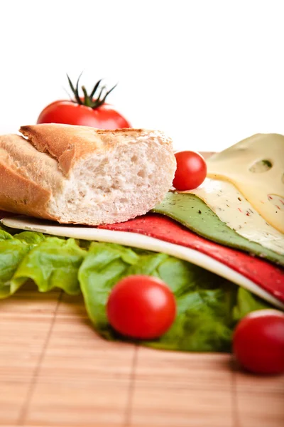 Stock image Different sandwiches with vegetables and cheese isolated