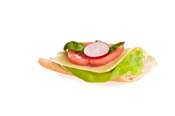 Diferentes sanduíches com legumes e queijo isolados — Fotografia de Stock