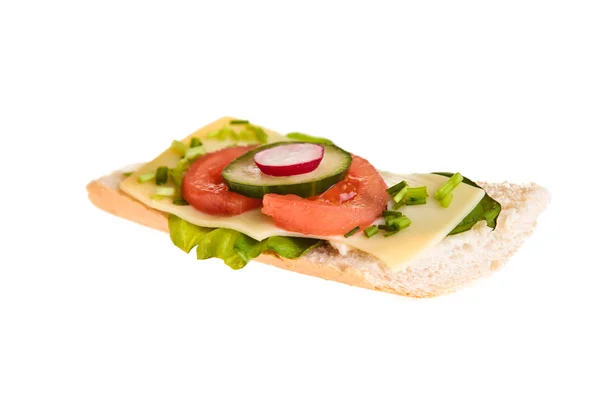 Farklı sebze ve izole peynirli sandviç — Stok fotoğraf