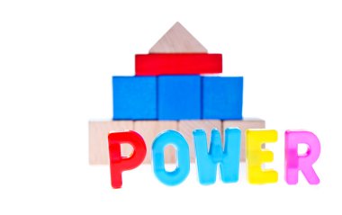 Power concept from wooden toy blocks clipart