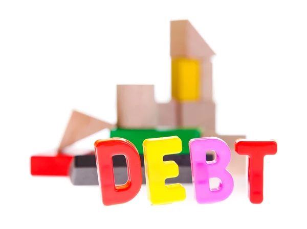 Concepto de deuda y crédito de bloques de juguetes —  Fotos de Stock