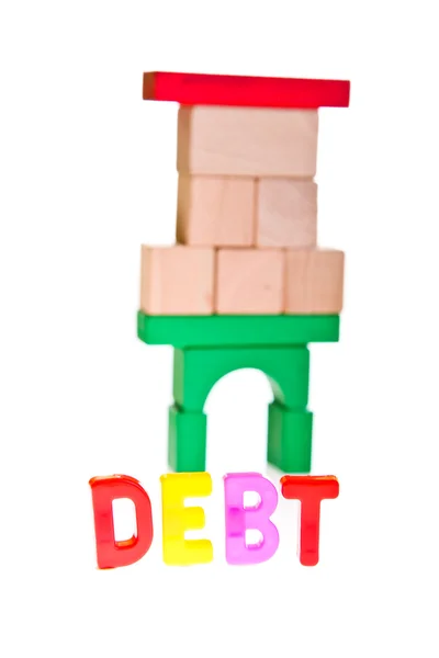 Concepto de deuda y crédito de bloques de juguetes —  Fotos de Stock