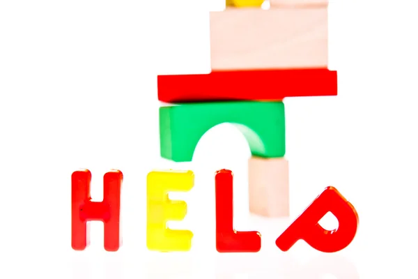 Hjälp koncept från leksak block — Stockfoto