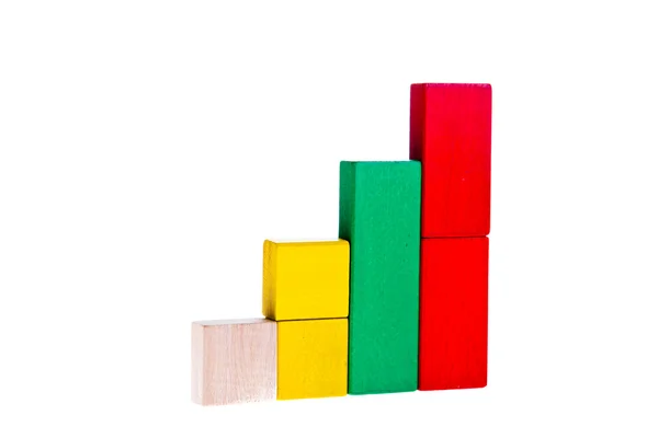 Wooden toy colorful blocks isolated on white — Stock Photo, Image