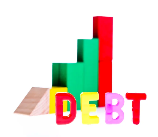 stock image Concept of debt and credit from toy blocks