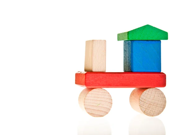 Trä leksak färgglada blocken isolerad på vit — Stockfoto