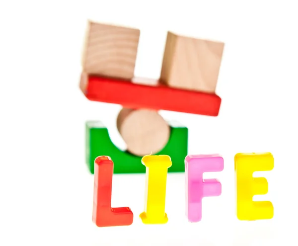 Rêves, famille et concepts de vie à partir de blocs jouets — Photo