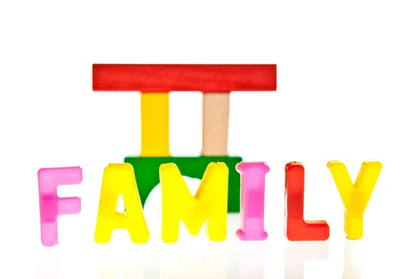 Rêves, famille et concepts de vie à partir de blocs jouets — Photo