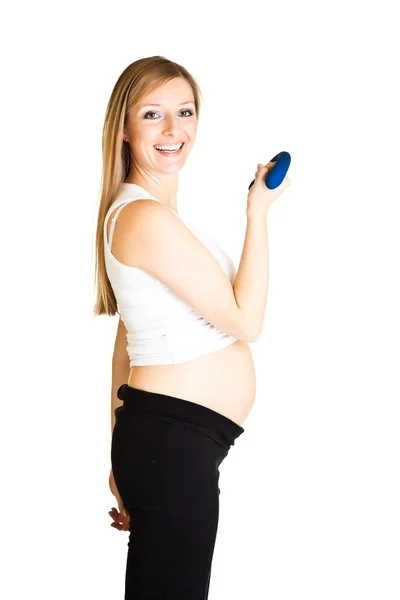 Condition physique de la femme enceinte isolé sur blanc — Photo