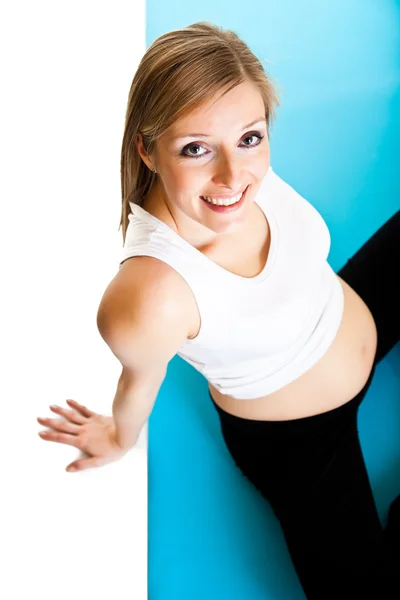 Pregnant woman fitness isolated on white — Stock Photo, Image