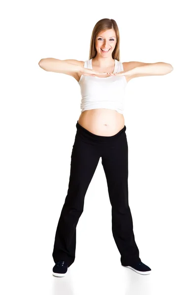 白で隔離される妊娠中の女性のフィットネス — ストック写真